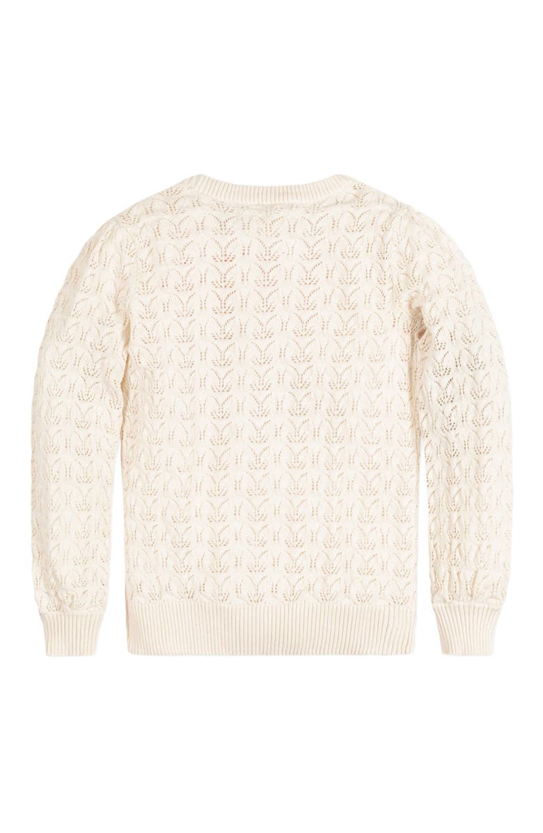 Hope & Henry Baby Girls' Balloon Sleeve Pointelle Sweater, Infant, Alternate, color, Ivory Leaf Pointelle