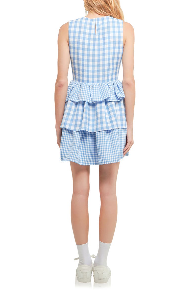 Tiered Gingham Sleeveless Dress, Alternate, color, OCEAN BLUE