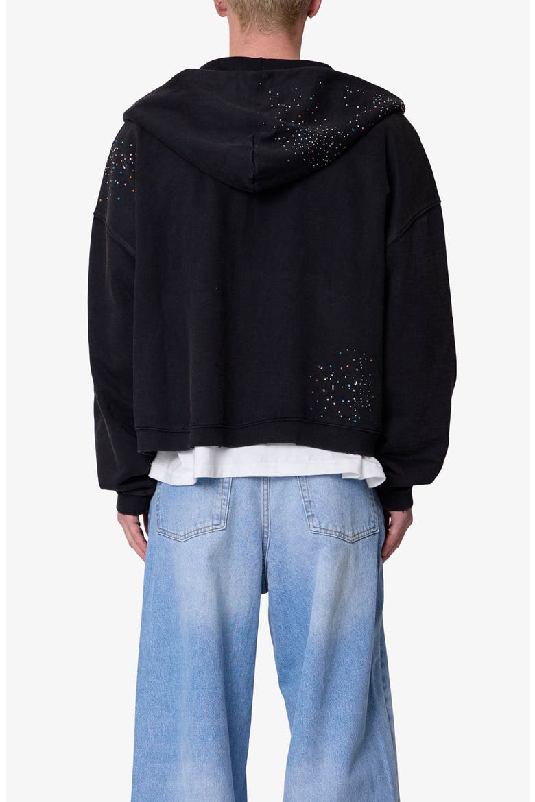 Crystal Embellished Zip Hoodie, Alternate, color, WASHED BLACK