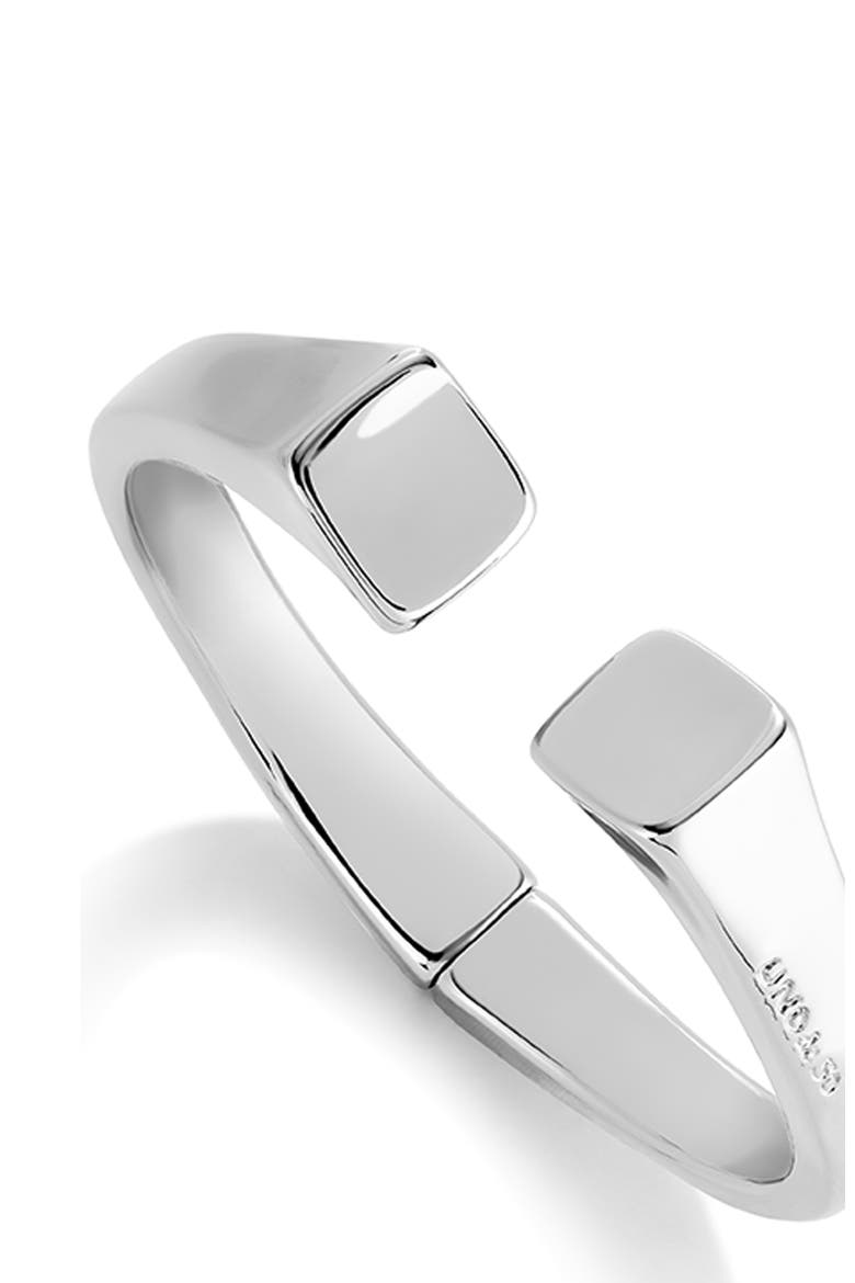 Rigid Sterling Silver-Plated Bracelet Smooth Finish and Square Shape, Alternate, color, Silver