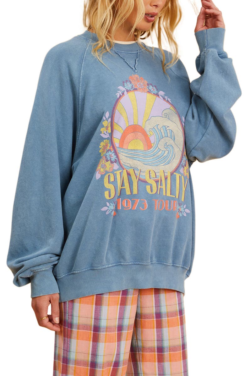 Billabong x The Salty Blonde Coastal Organic Cotton Sweatshirt, Alternate, color, 