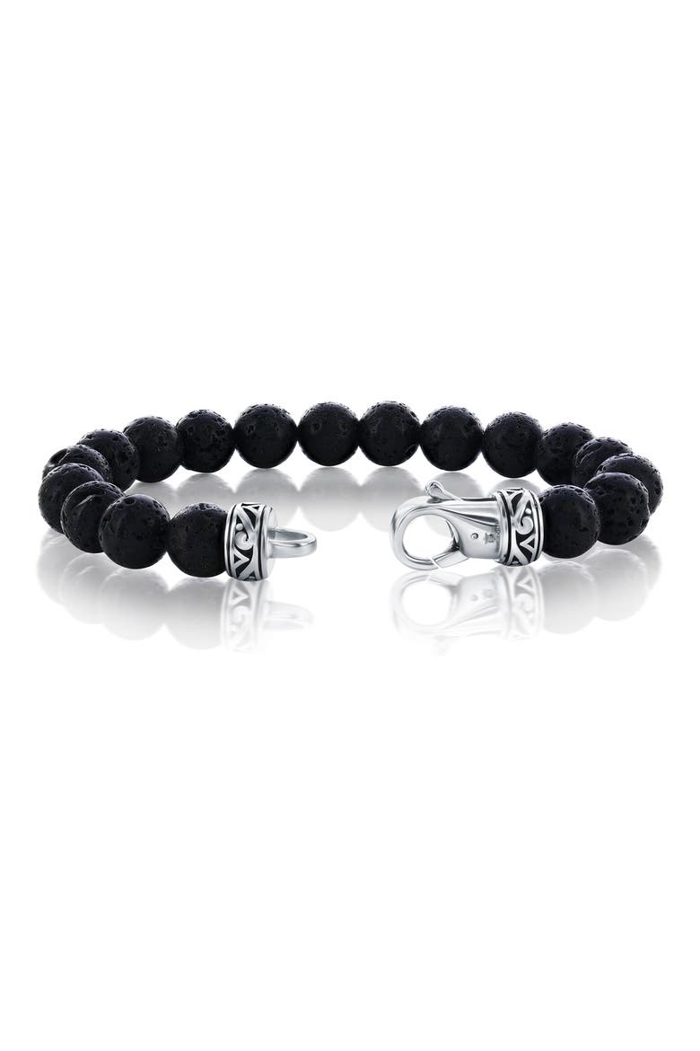 Men's Beaded Bracelet, Alternate, color, BLACK