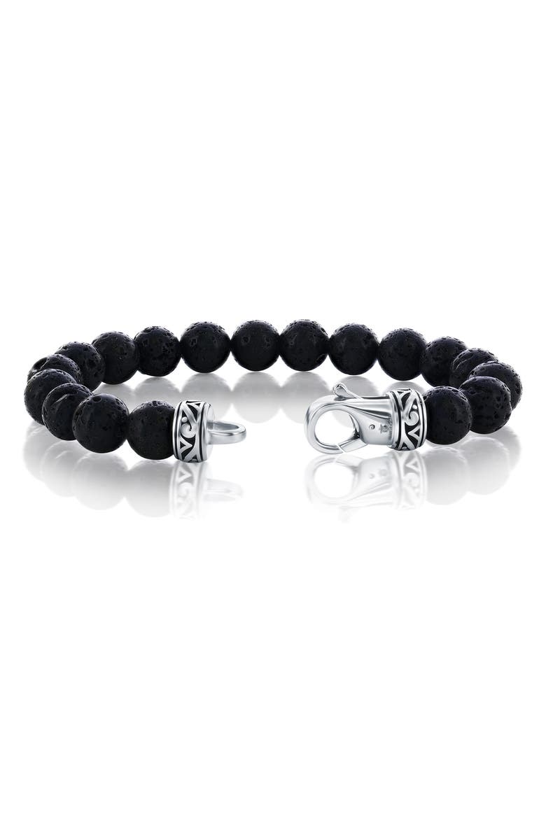 BLACKJACK Men's Beaded Bracelet, Alternate, color, Black