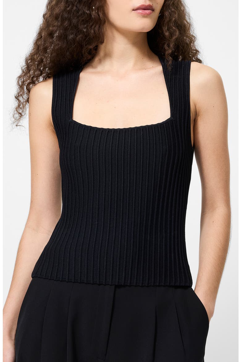 Ottoman Crinkle Sleeveless Top, Alternate, color, BLACK