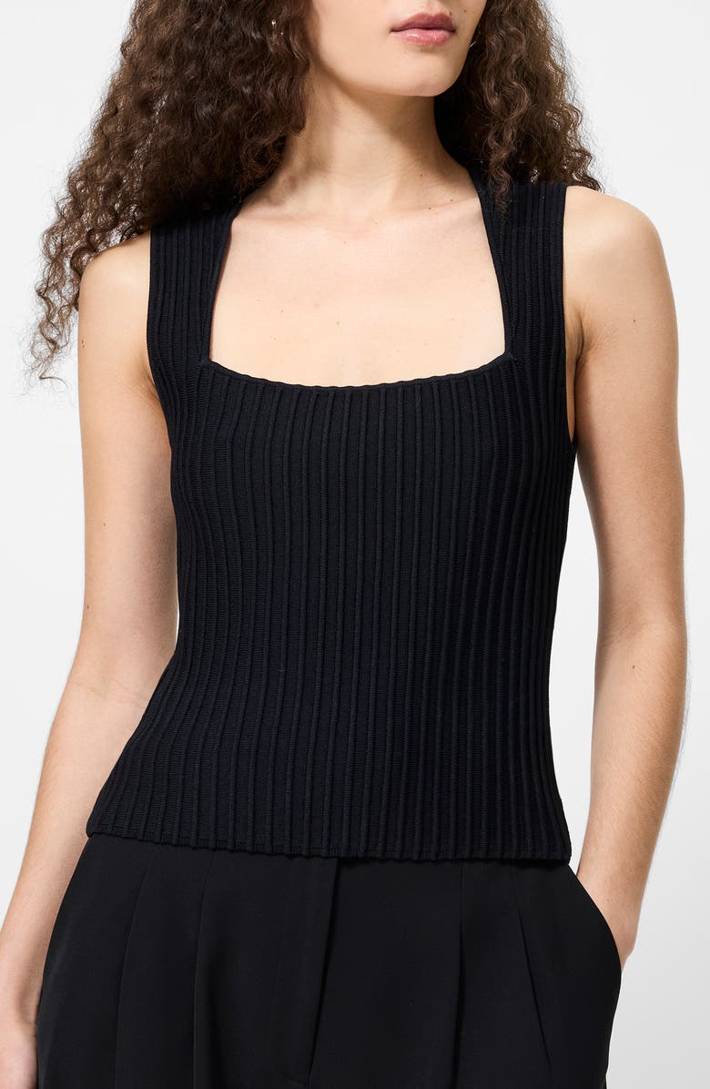 French Connection Ottoman Crinkle Sleeveless Top, Alternate, color, Black