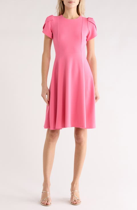 Tulip Sleeve Fit & Flare Dress