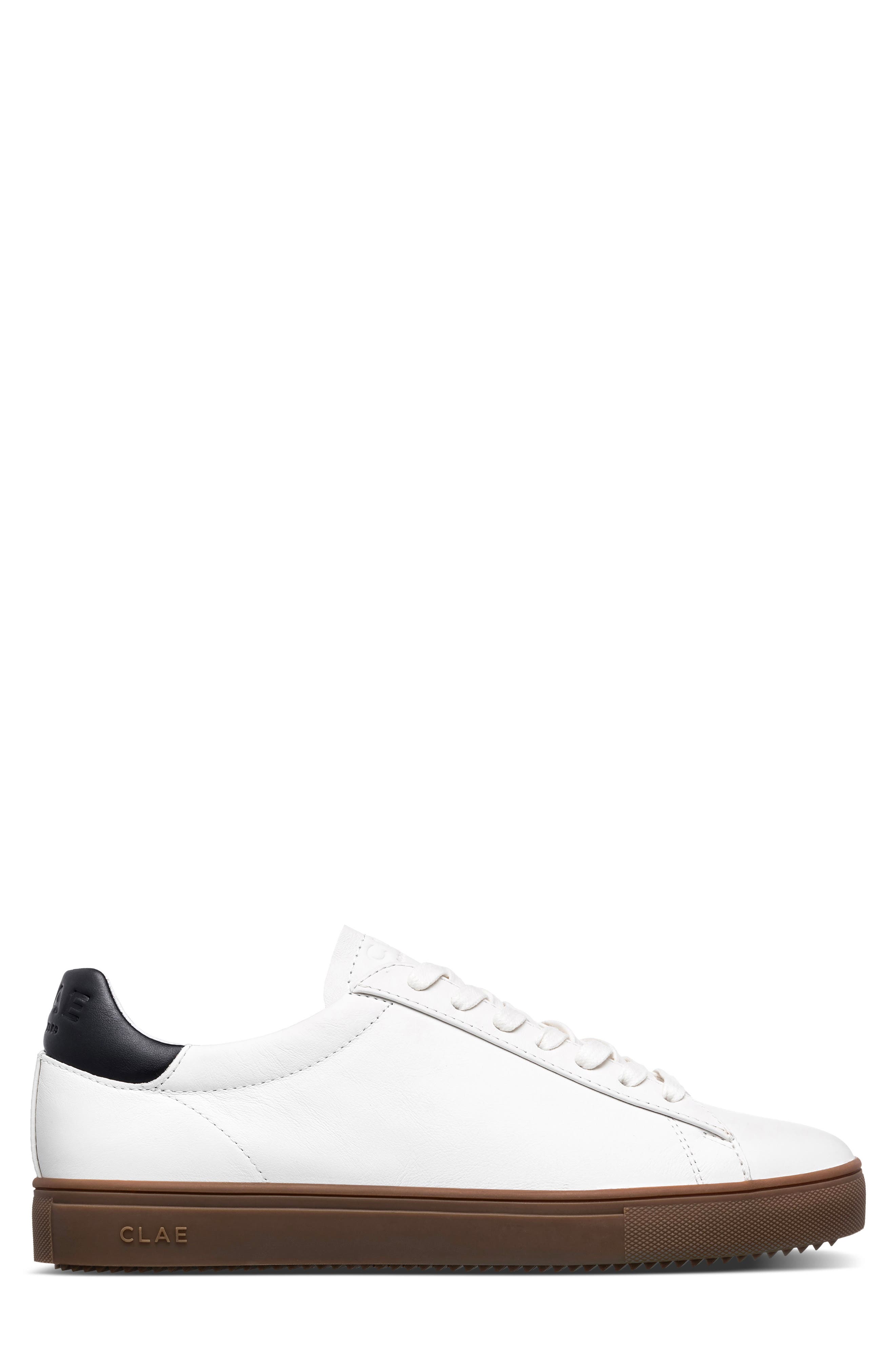 CLAE Bradley Leather Sneaker, Alternate, color, White Black Dark Gum