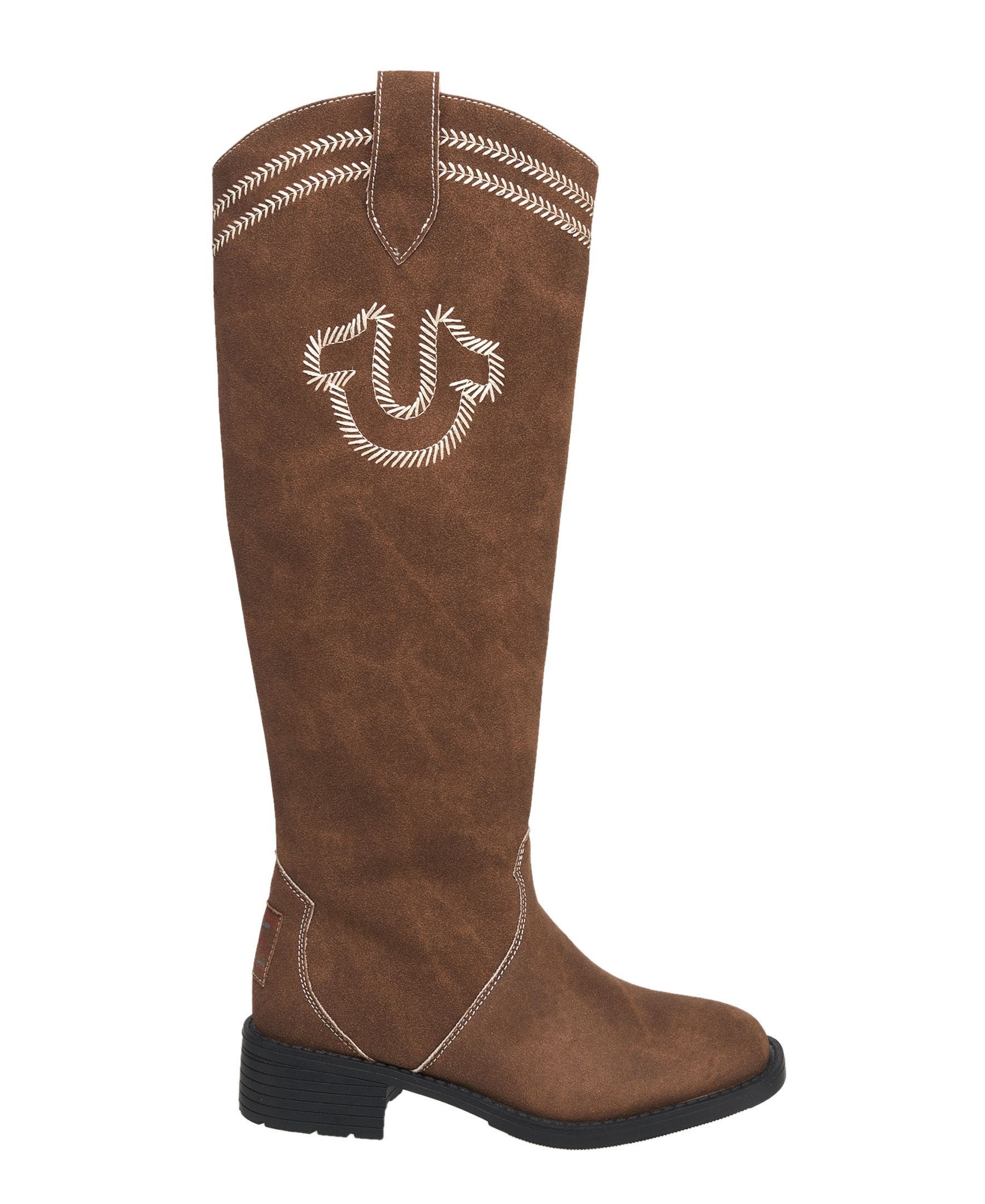 Sza Logo Knee High Cowboy Boot, Alternate, color, Brown