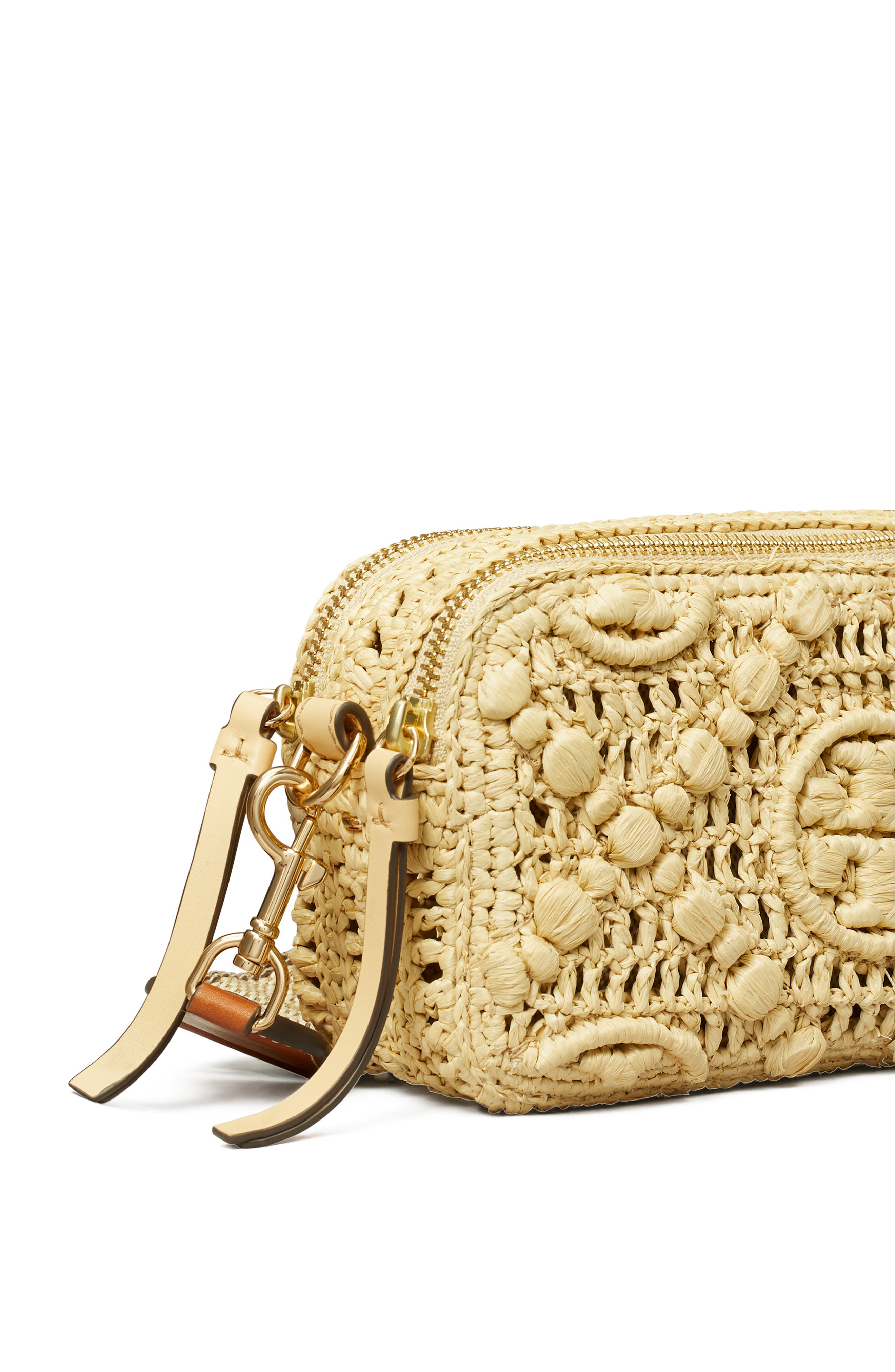 Tory Burch Mini Miller T Monogram Raffia Crossbody Bag (Women