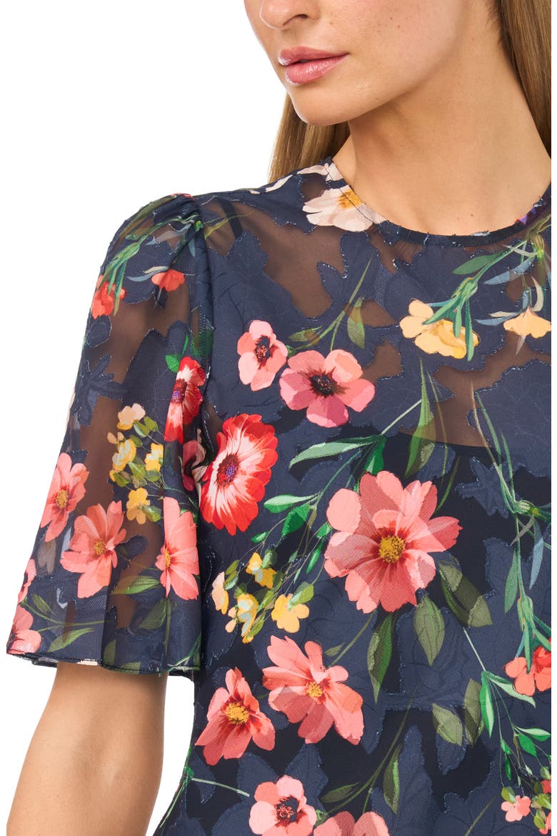 Lucie Flutter Sleeve Midi Dress, Alternate, color, INDIGO NIGHT