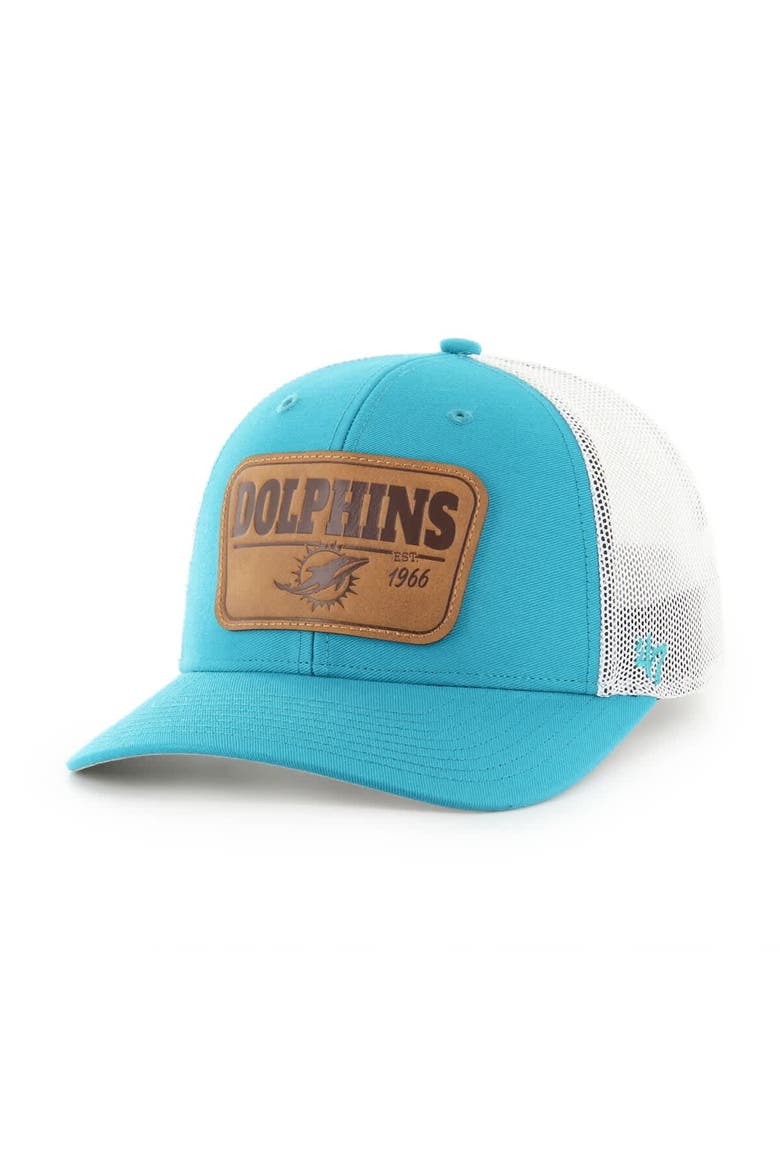 Men's '47 Aqua/White Miami Dolphins Thrash Trophy Flex Hat, Main, color, Aqua