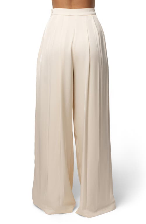 Jluxlabel Clara Pleated Wide Leg Trousers In Neutral