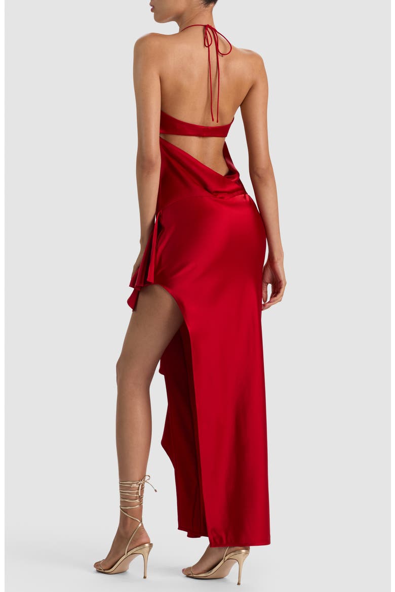 Palma Asymmetrical Ruffle Gown, Alternate, color, HIBISCUS