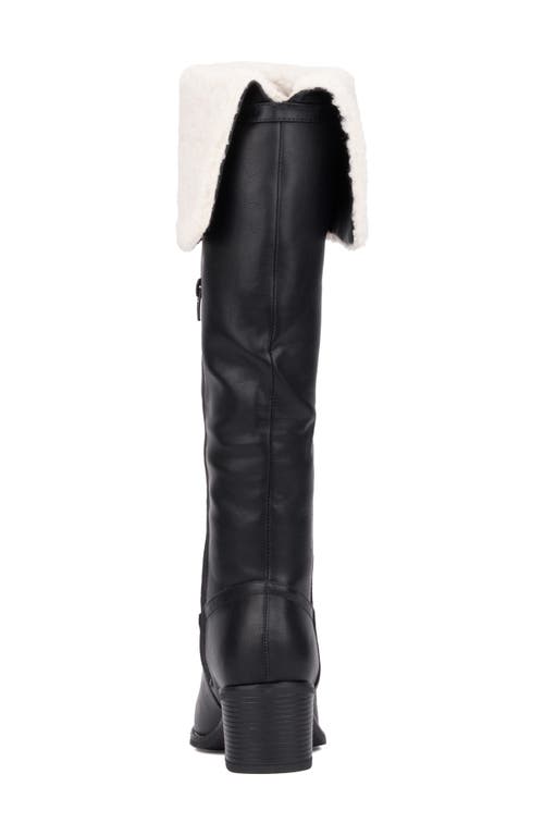 New York And Company Devi Faux Shearling Cuff Boot In Black