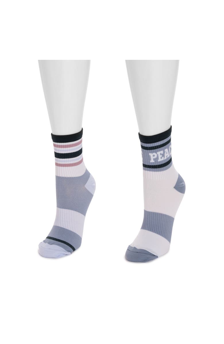 MUK LUKS Nylon Quarter Crew Compression Socks 2 Pair Pack, Alternate, color, Blue Pack