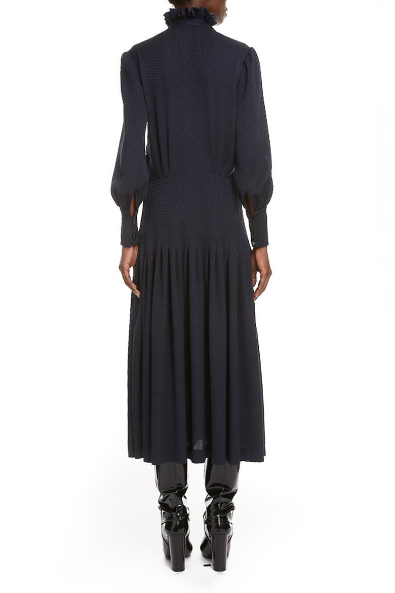 Houndstooth Jacquard Long Sleeve Midi Dress, Alternate, color, NAVY