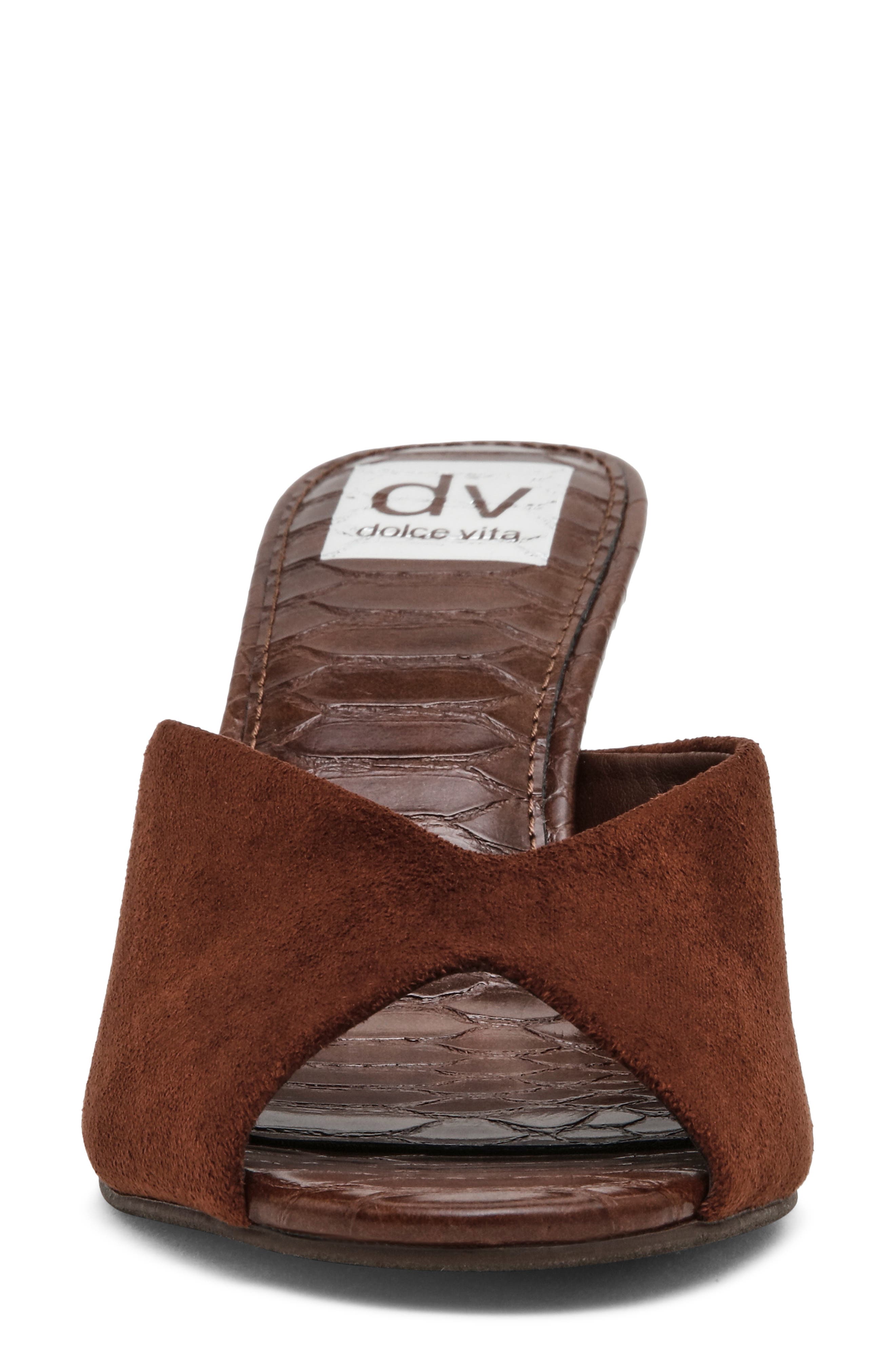 Curtsi Peep Toe Slide Sandal, Alternate, color, WHISKEY