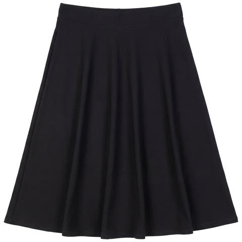 Flared Waist Comfort Stretch Knit Midi Skirt