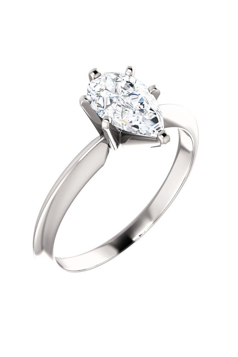 1 Ct Pear Shape Diamond Engagement Ring Lab Grown 14k Gold, Alternate, color, 14k White Gold