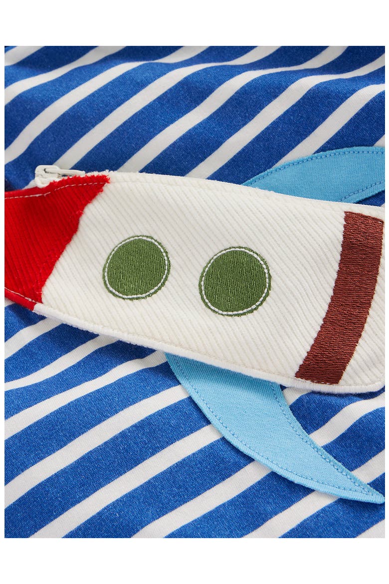 Kids' Stripe Rocket Pocket Appliqué Long Sleeve Cotton Graphic T-Shirt, Alternate, color, DELFT AND IVORY STRIPE