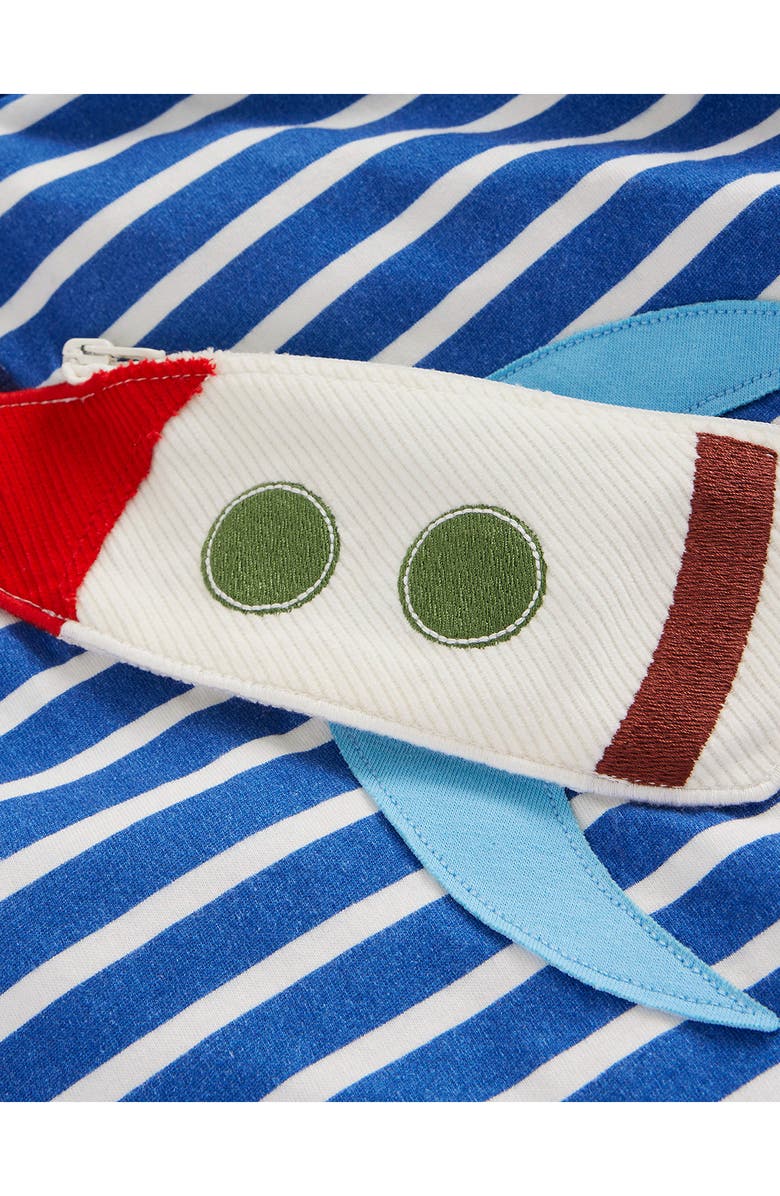 Mini Boden Kids' Stripe Rocket Pocket Appliqué Long Sleeve Cotton Graphic T-Shirt, Alternate, color, 