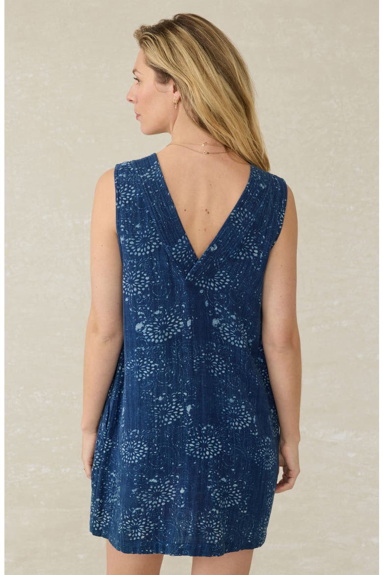 Azure Sleeveless Organic Cotton Minidress, Alternate, color, INDIGO ISLE PRINT