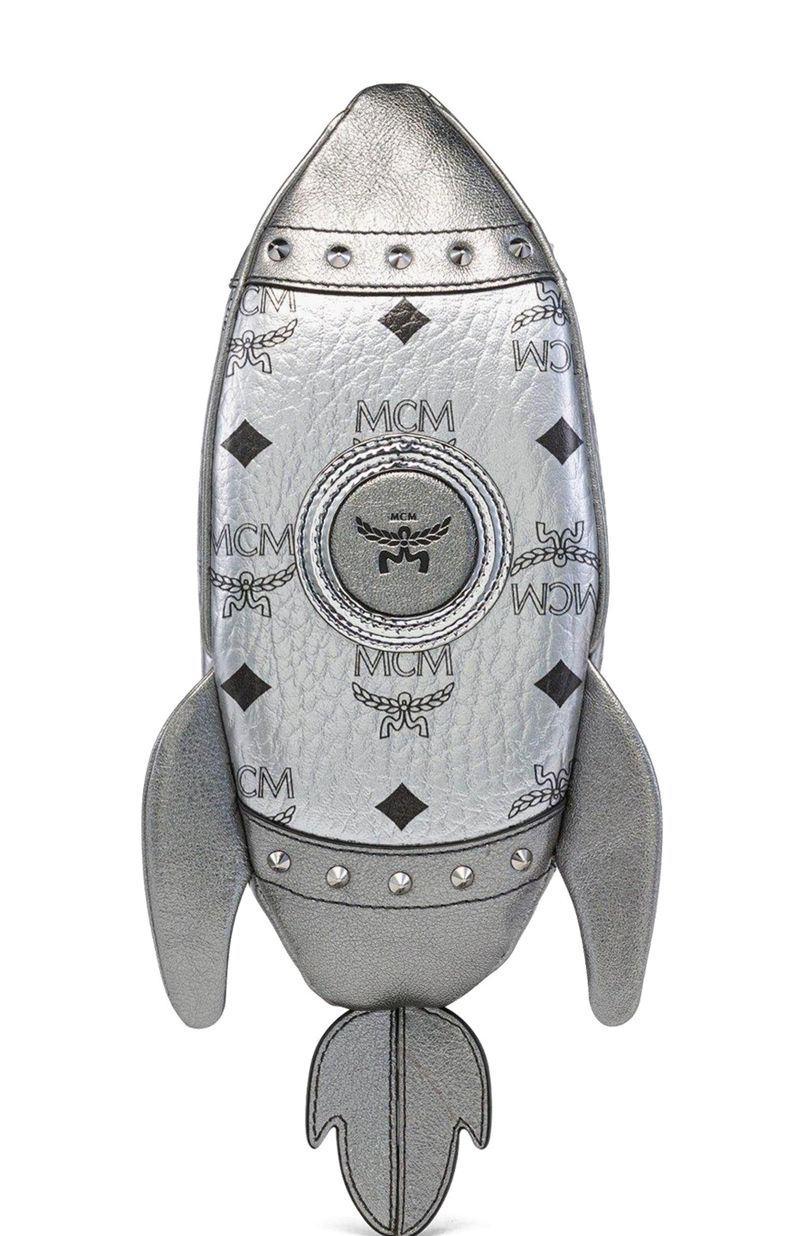 MCM Aren Rocket Crossbody in Visetos, Main, color, Silver