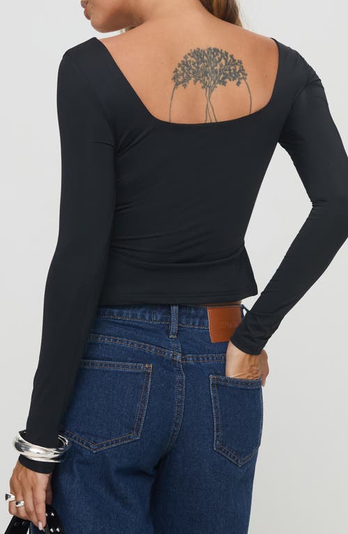 Princess Polly Rehna Side Slit Long Sleeve Top In Black