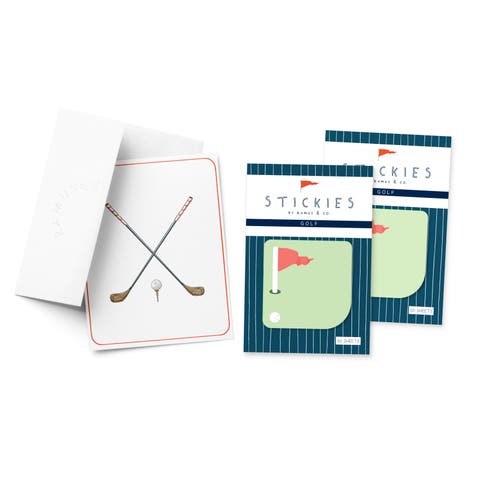 Golf Stickies 3" x 3" 50-Sheet Sticky Notes (2-Pack) & Golf Greeting Card Combo