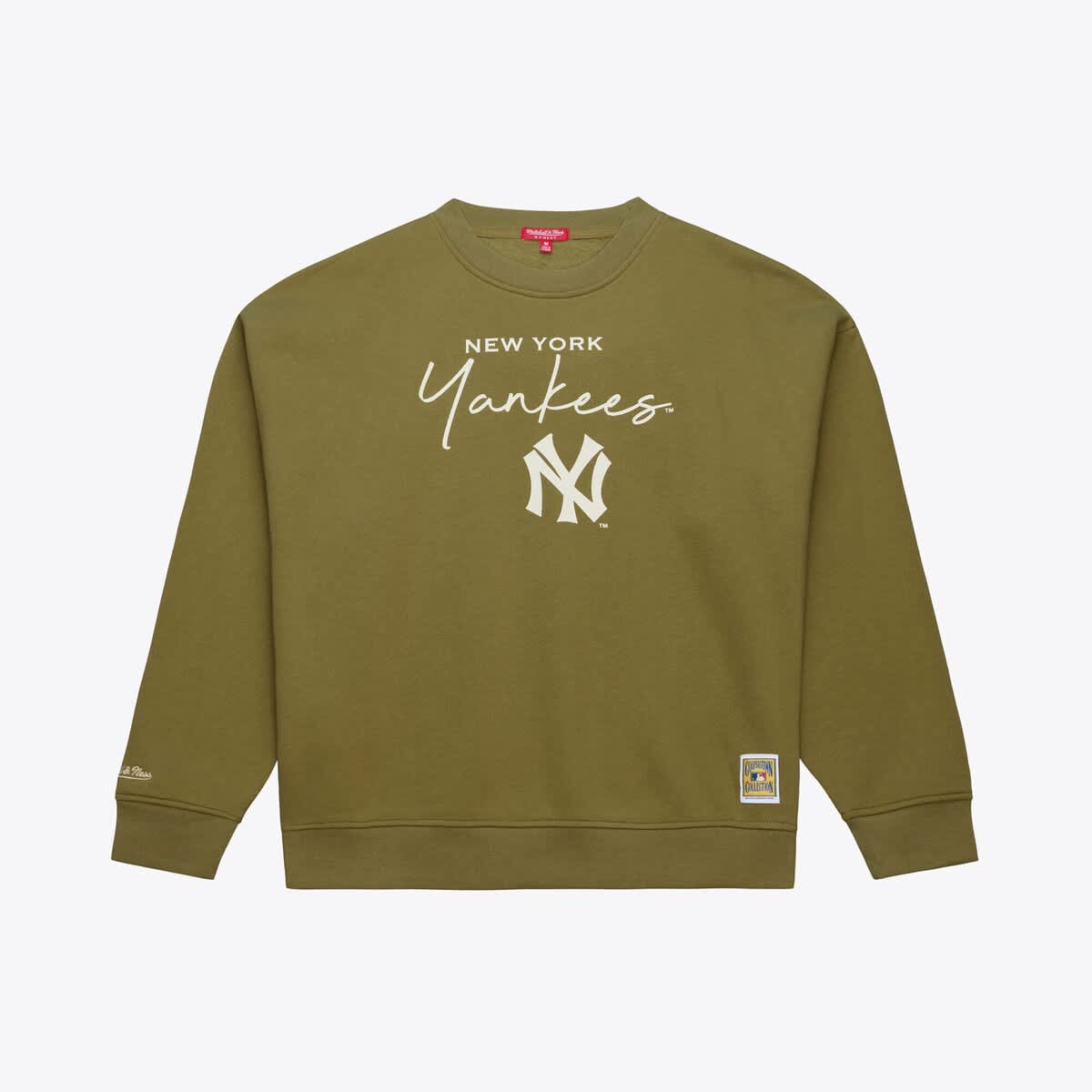 Mitchell & Ness Olive New York Yankees Cooperstown Collection Fleece Sweatshirt In Green