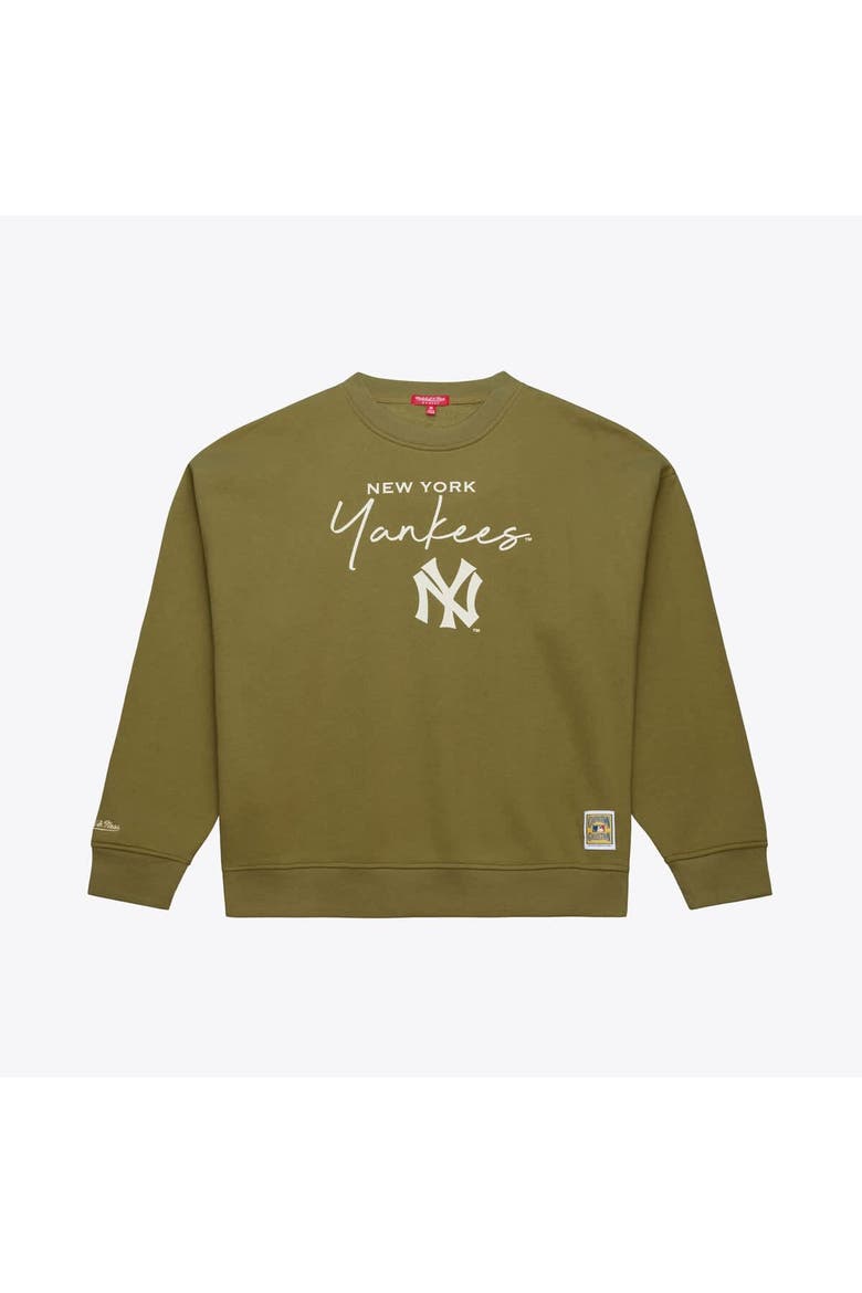 Women's Mitchell & Ness  Olive New York Yankees Cooperstown Collection Fleece Sweatshirt, Main, color, Olive