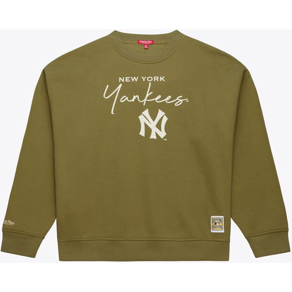 Mitchell & Ness Olive New York Yankees Cooperstown Collection Fleece Sweatshirt In Green