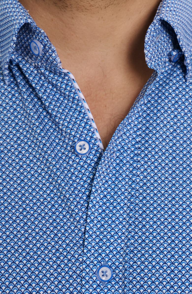 Robert Graham Shuler Deco Print Short Sleeve Stretch Cotton Button-Up Shirt, Alternate, color,