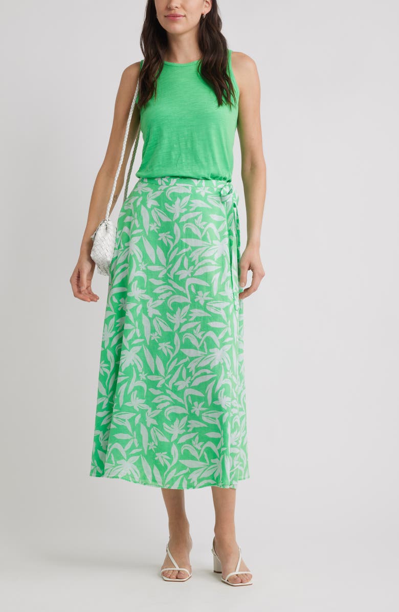 Caslon<sup>®</sup> Wrap Skirt, Alternate, color, Green- Blue Hattie Floral