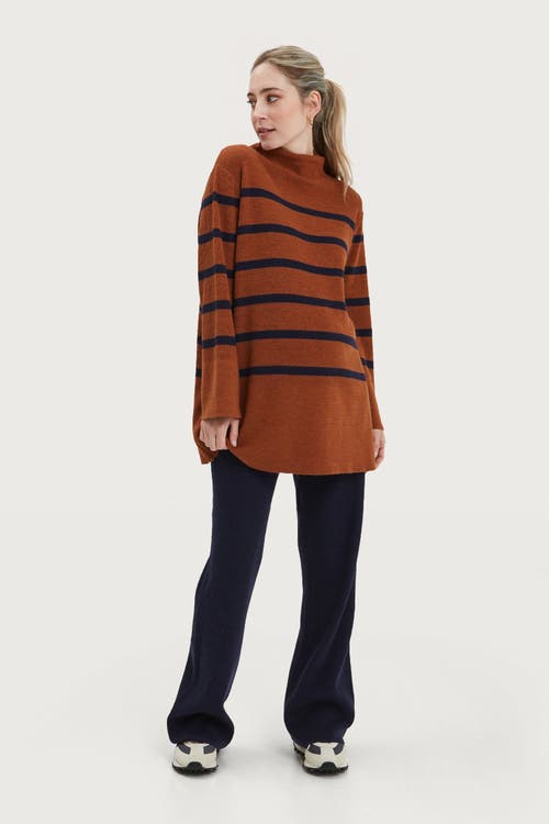 Nom Maternity Sarabeth Stripe Tunic Sweater In Brown