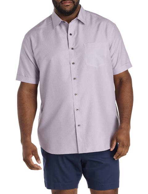 Big & Tall Microfiber Geometric Print Sport Shirt V2