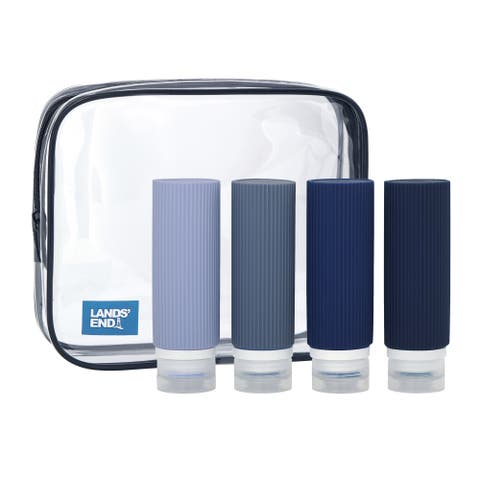 Travel Bottle Set 3-Piece, 90 ML Travel Size Silicone Travel Bottles with Clear Container Bag (Navy Multicolor)
