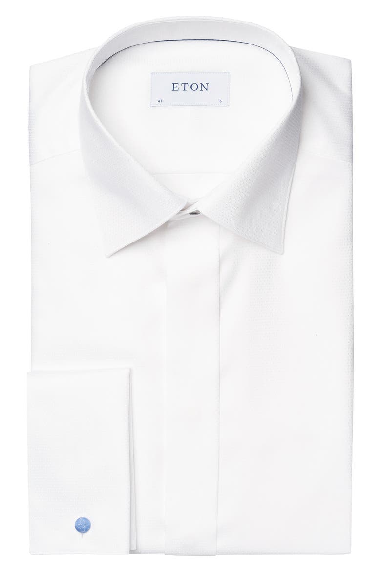 Slim Fit Diamond Weave Tuxedo Shirt, Alternate, color, WHITE