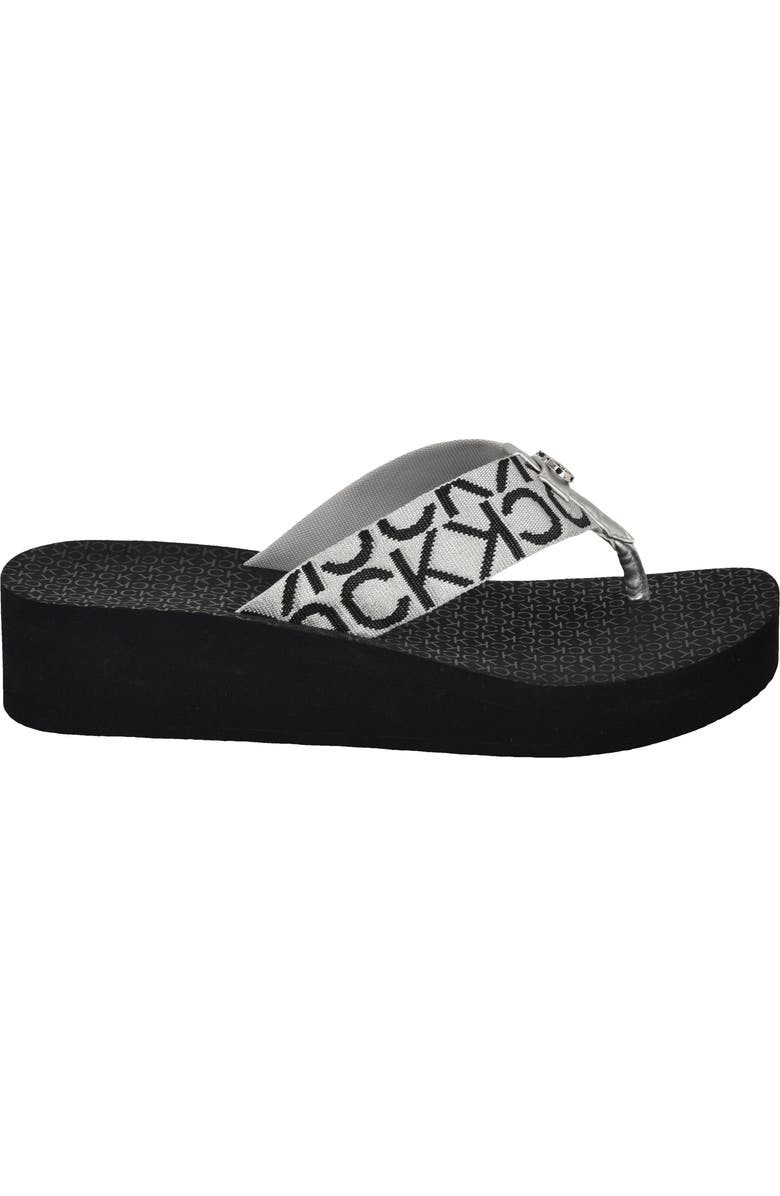 Calvin Klein Meena Wedge Flip Flop Sandal, Alternate, color, Black 004