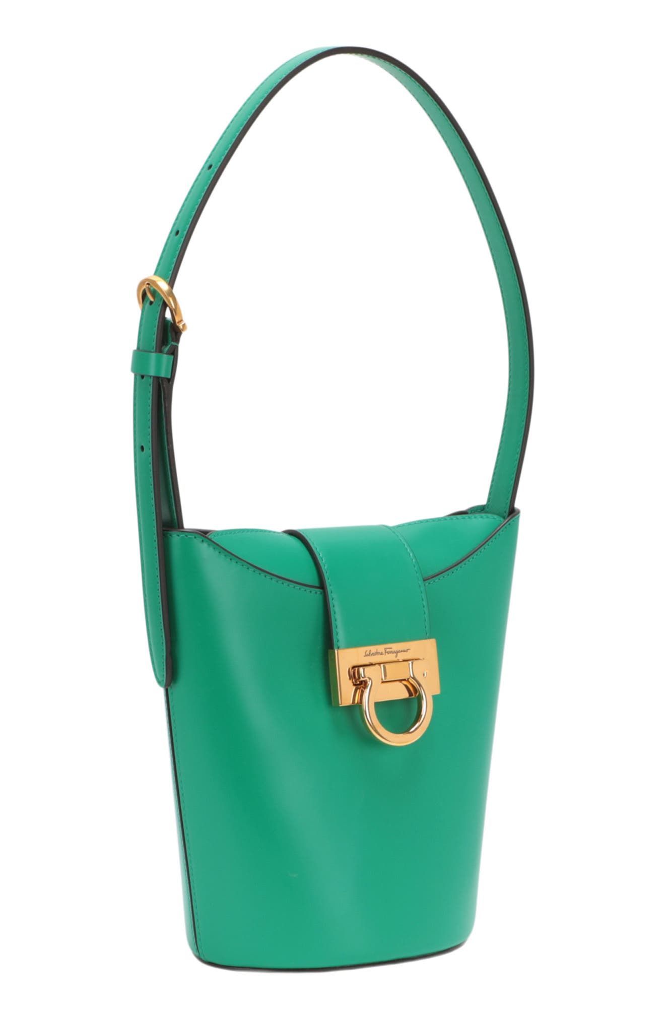 FERRAGAMO Gancini Leather Bucket Bag, Alternate, color, 