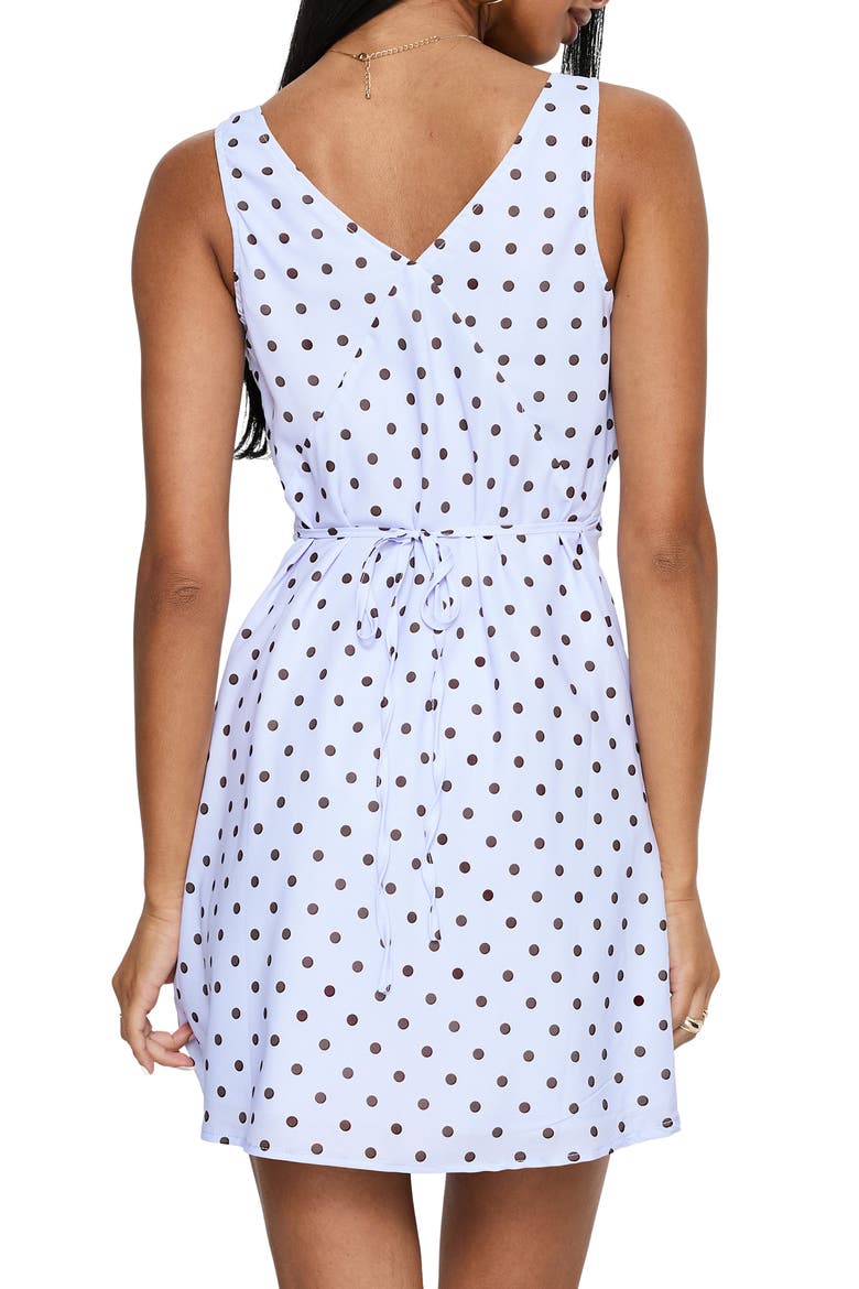 Nellie Polka Dot Sleeveless Minidress, Alternate, color, BLUE/ BROWN POLKA DOT