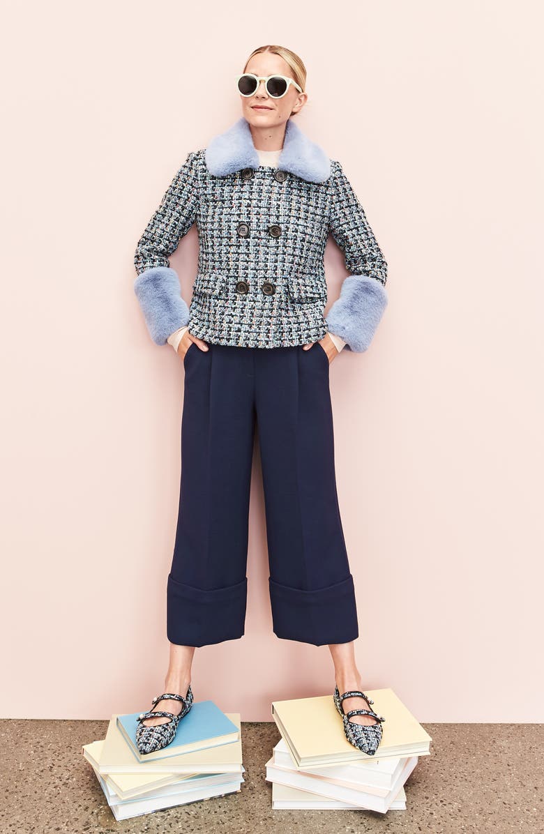 Halogen<sup>®</sup> x Atlantic-Pacific Tweed Jacket with Removable Faux Fur Trim, Alternate, color, 