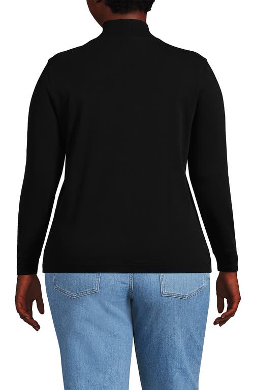 Lands' End Relaxed Cotton Long Sleeve Mock Turtleneck In Black