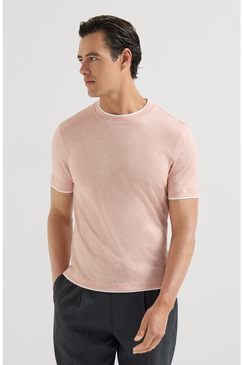 T-shirt with faux-layering, Main, color, Apricot