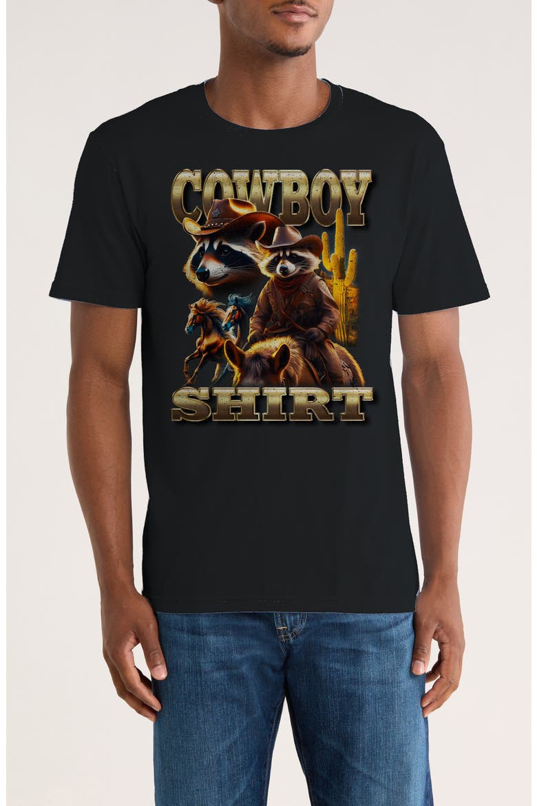 Bootleg Cowboy Graphic T-Shirt, Main, color, BLACK