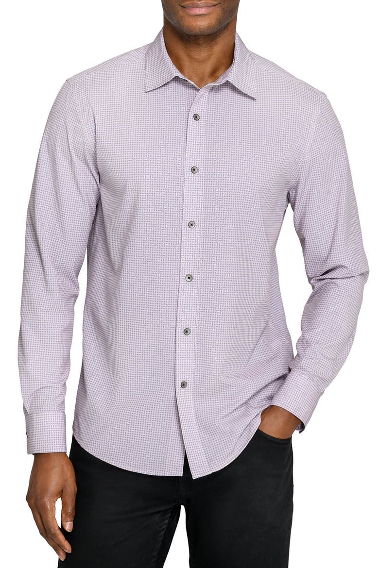 Circle Geo Performance Long Sleeve Button Up Shirt, Main, color, PINK