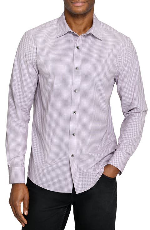 Circle Geo Performance Long Sleeve Button Up Shirt