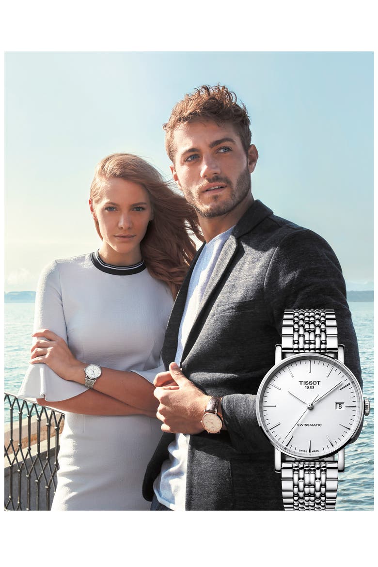 Everytime Swissmatic Automatic Bracelet Watch, 40mm, Alternate, color, SILVER/ WHITE/ SILVER