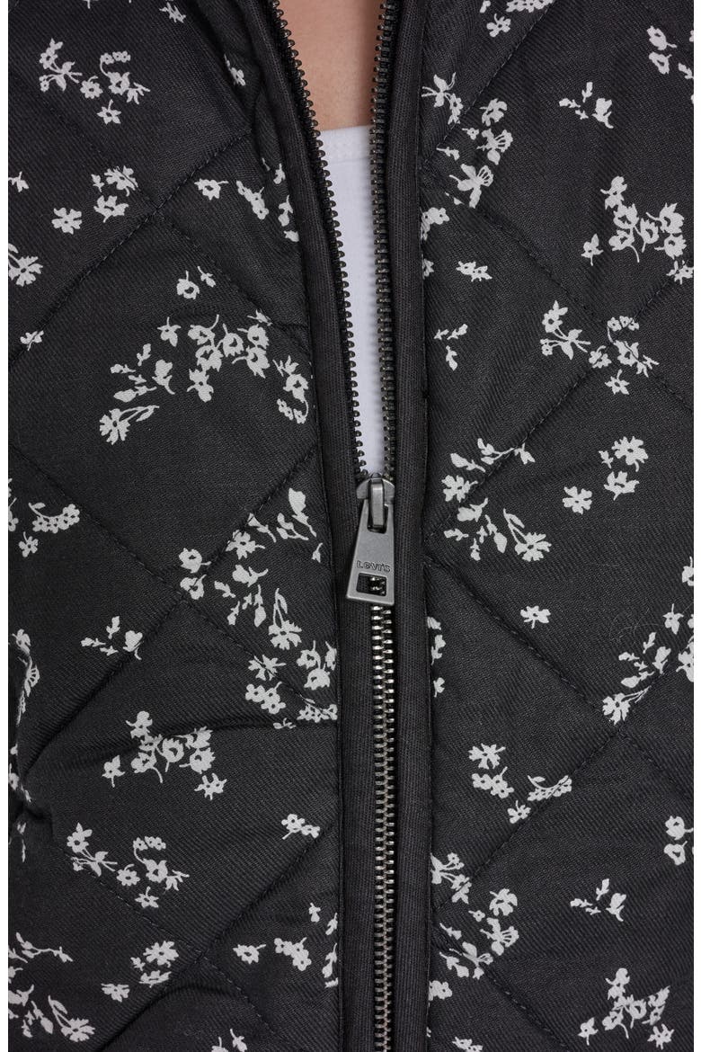 Quilted Cotton Jacket, Alternate, color, BLACK W. WHITE FLORAL