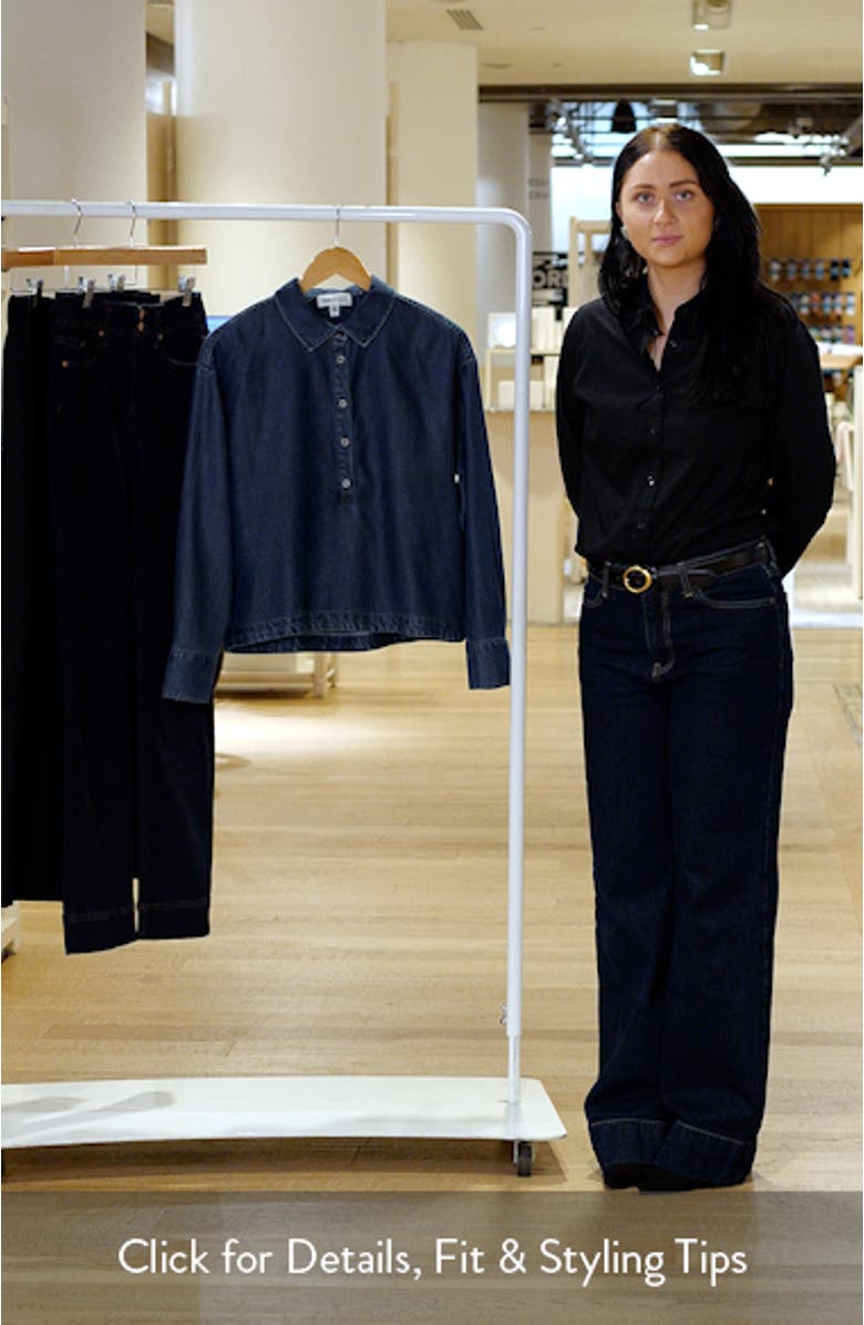 Half Placket Denim Popover Top, sales video thumbnail